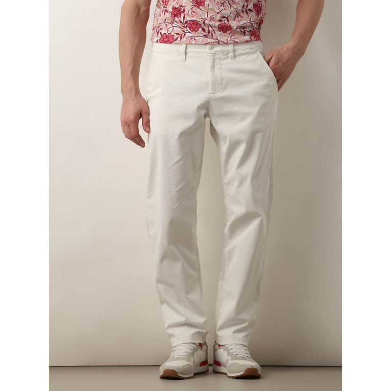 Selected White Mid Rise Straight Fit Chinos (30)