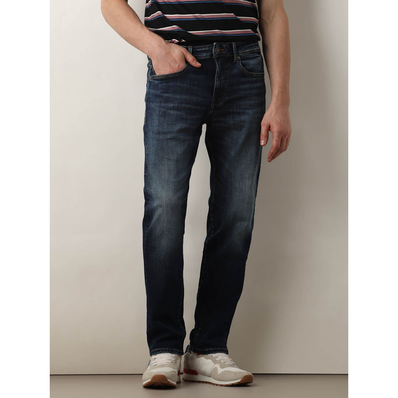 Selected Dark Blue Mid Rise Scott Straight Fit Jeans (31)