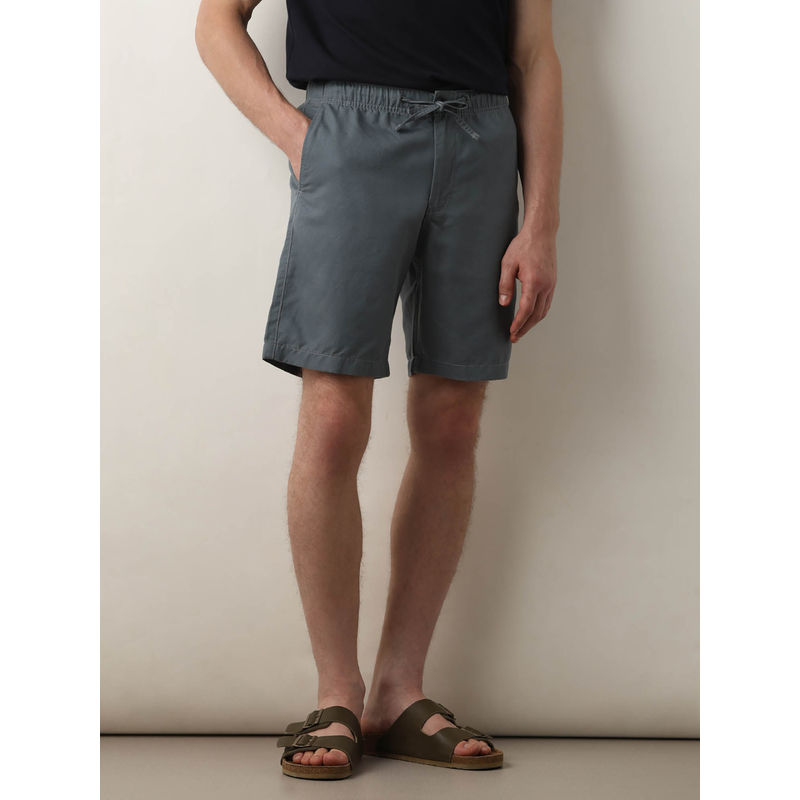 Selected Blue Mid Rise Drawstring Linen Shorts (32)