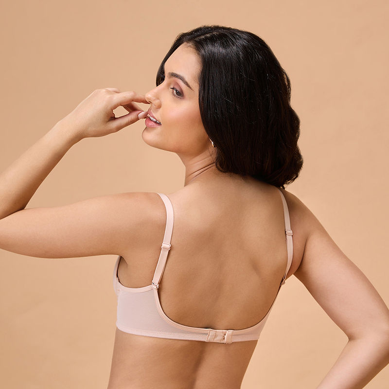 Nykd By Nykaa Iconic Cotton Low Back Padded Non-Wired 3/4th Coverage T-shirt Bra NYB252 Nude (32B)