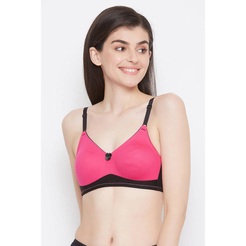 Clovia Pink Cotton Non-Padded Non-Wired Full Cup T-Shirt Bra (40D)