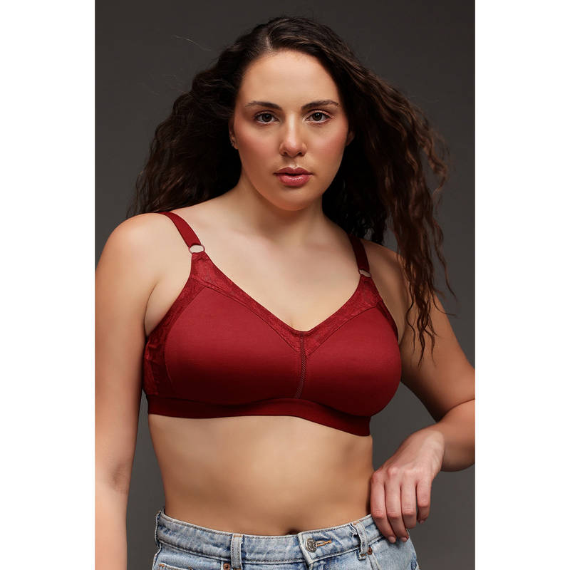 Clovia Maroon Non-Padded Non-Wired Spacer Cup Full Figure T-Shirt Bra (32F)