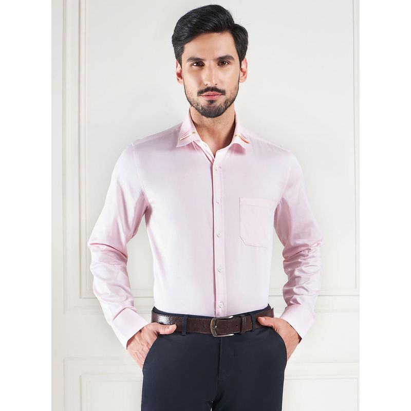 Louis Stitch Pink Regular Fit Solid Pink Shirt (36)