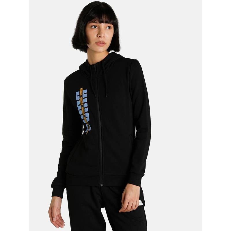 Puma Graphic Womens Black Hoodie (XS)