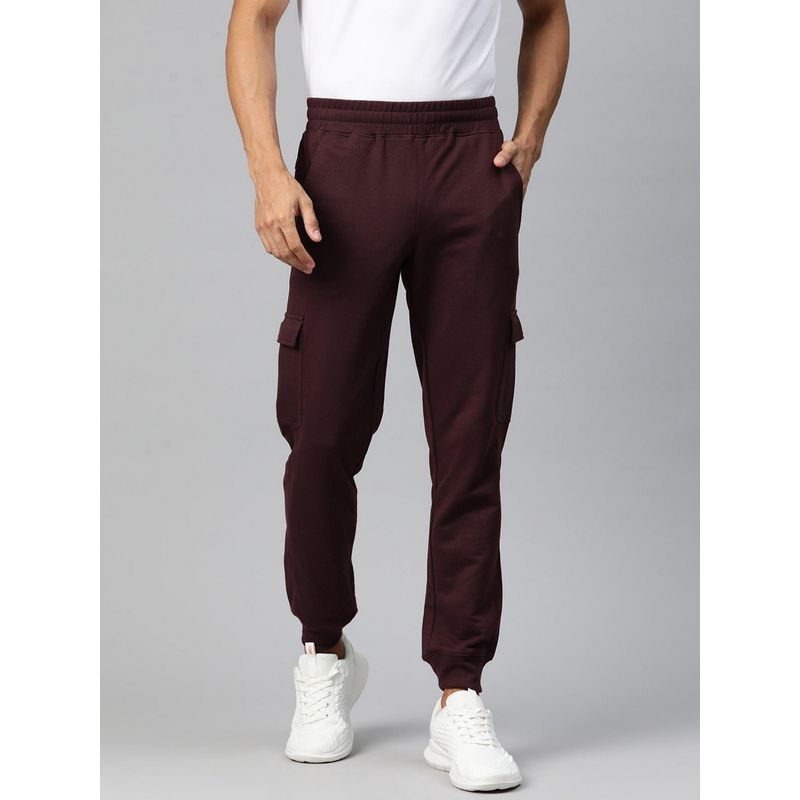 Alcis Men Maroon Cargo Joggers (L)