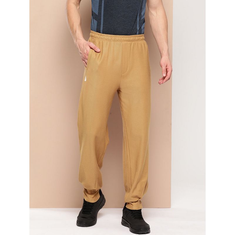 Alcis Men's Solid Regular Fit Cotton Khaki Joggers (L)