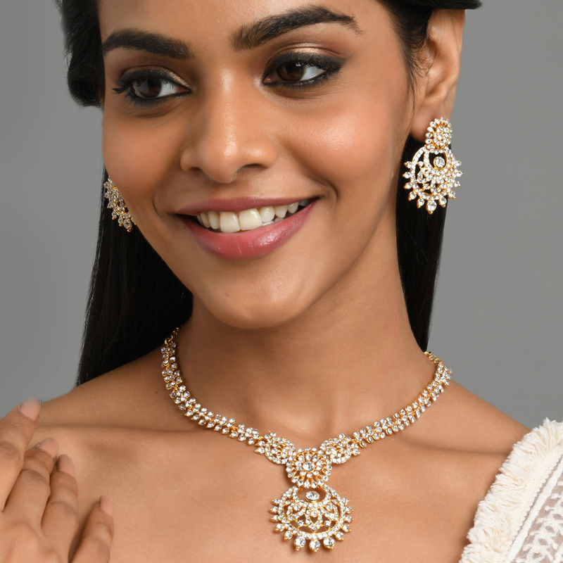 Buy Fida Wedding Luxurious GoldPlated Floral American Diamond