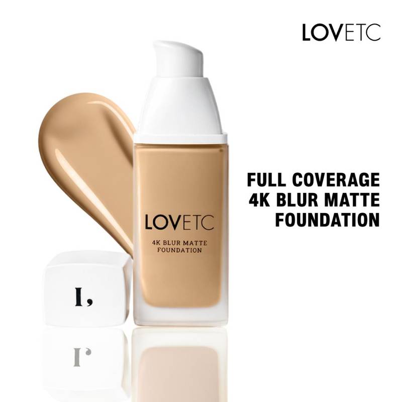 LOVETC 4K Blur Matte Foundation, Longwear High Coverage - Butterscotch