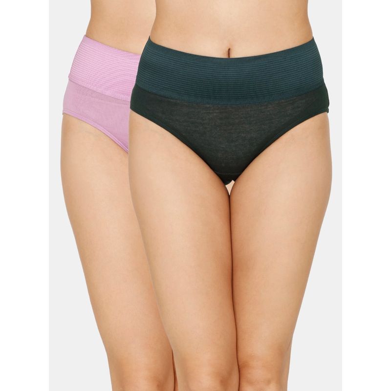 Zivame High Rise Full Coverage Tummy Tucker Hipster Panty (Pack of 2) - Assorted - Multi-Color (XL)