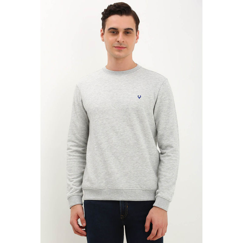 Allen Solly Men Grey Regular Fit Textured Full Sleeves Sweatshirt (XL)