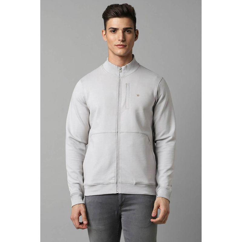 Louis Philippe Men Grey Regular Fit Solid Full Sleeves Jacket (M)