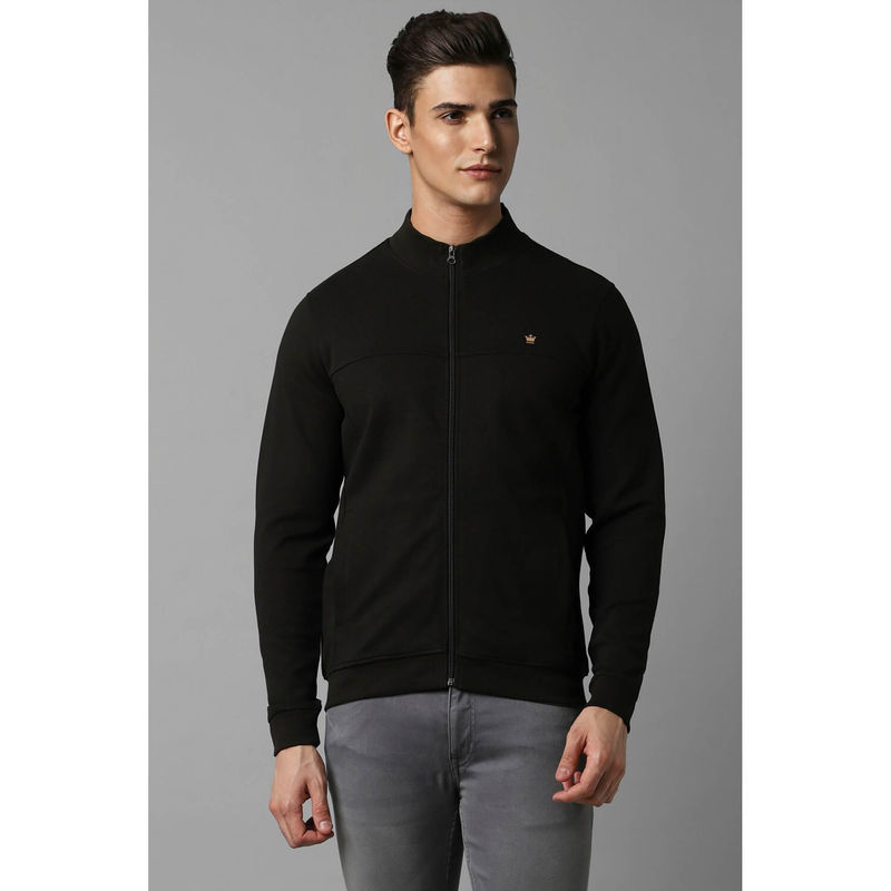 Louis Philippe Men Black Regular Fit Textured Full Sleeves Jacket (2XL)