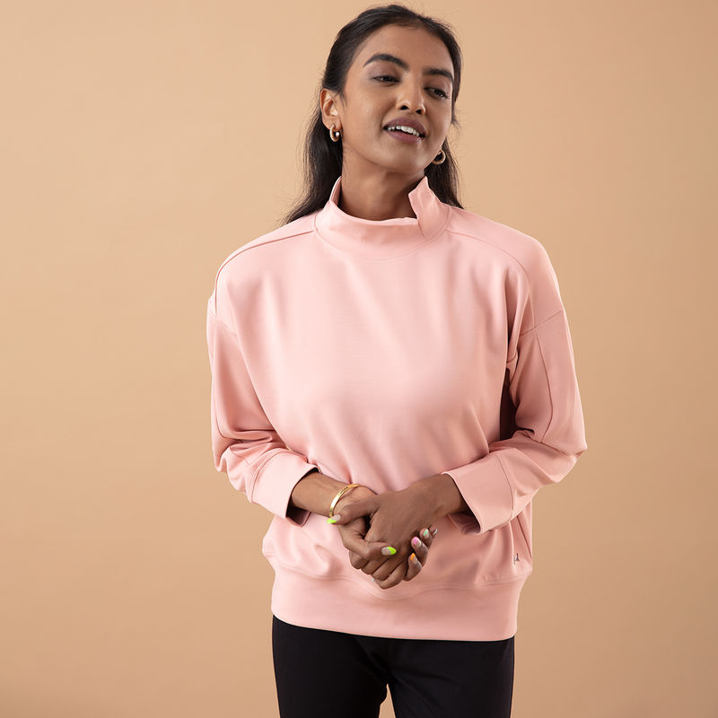 Nykd All Day Casual Chic High Neck Sweatshirt - NYAT157 Pink (S)