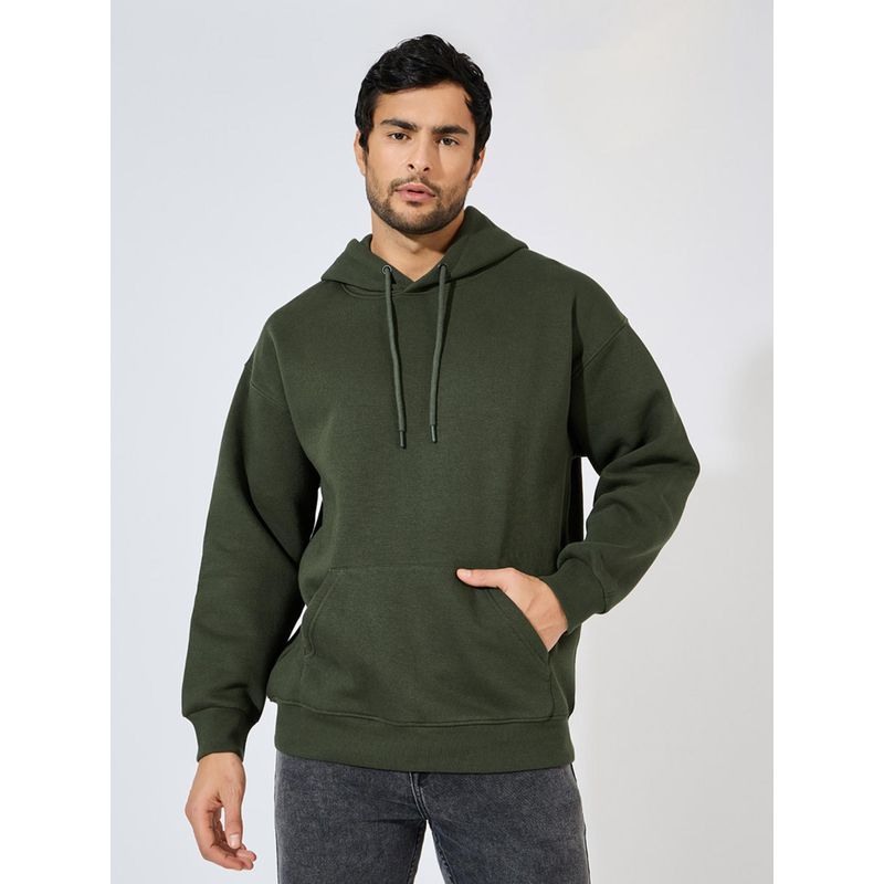 Styli Olive Solid Hoodie (M)