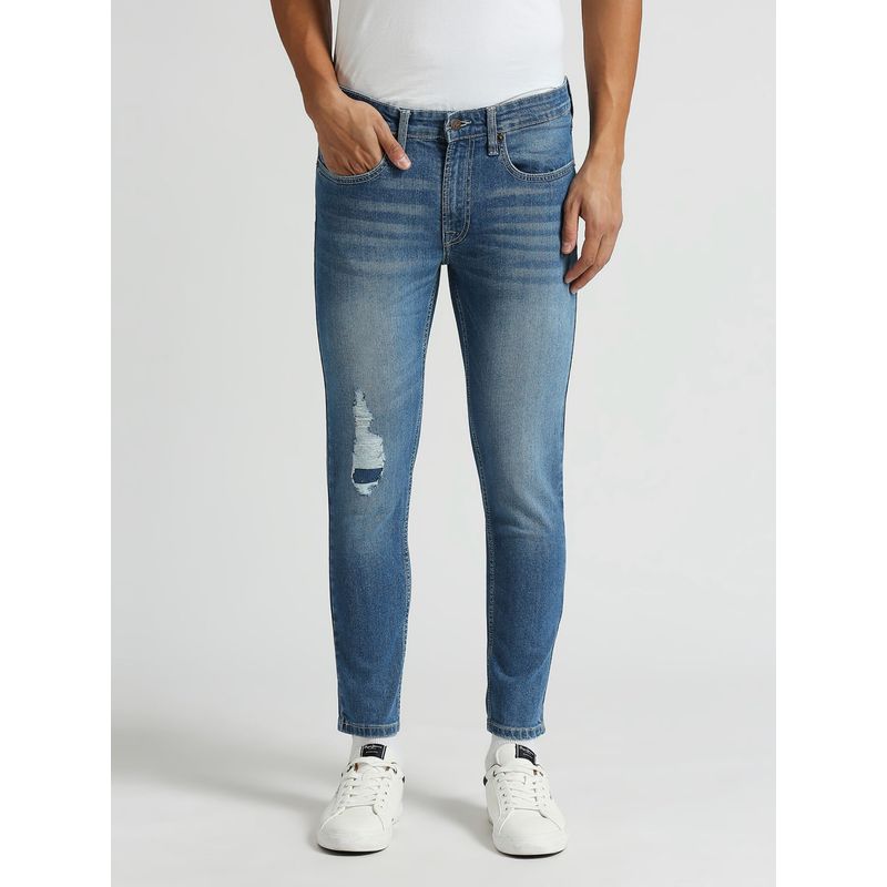 Pepe Jeans Chinox Distressed Light Blue Mid Rise Ankle Jeans (36)