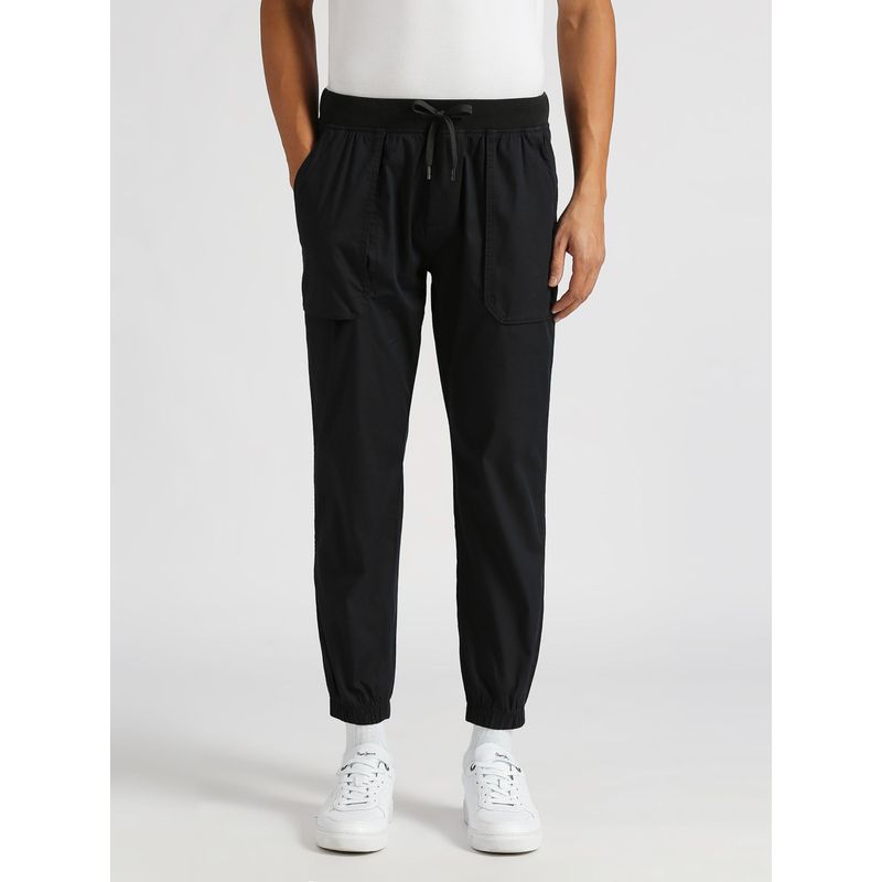 Pepe Jeans Black Ford Stretch Solid Joggers (XL)