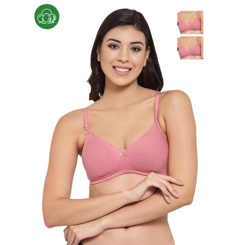 Inner Sense Organic Cotton Antimicrobal Padded T-Shirt Bra -Pack Of 3 -Pink (32D)