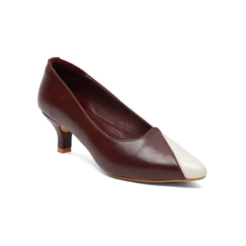 VALIOSAA Maroon & White Solid Casual Pumps (EURO 37)