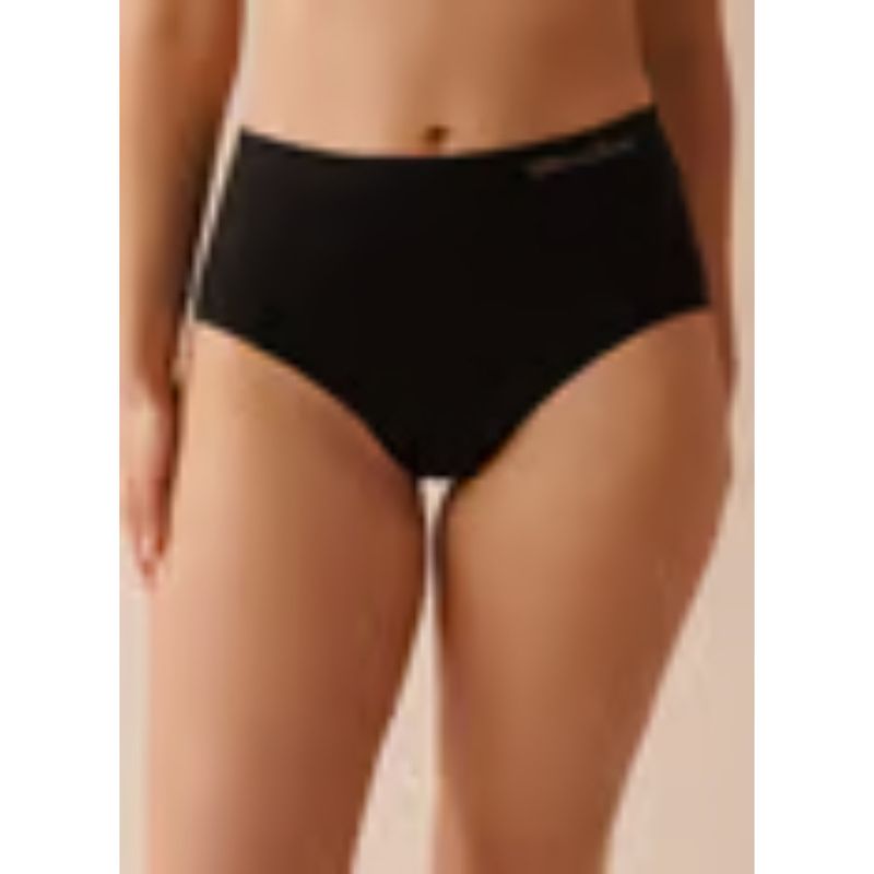La Vie En Rose Black Seamless Fabric High Waist Bikini Panty (L)