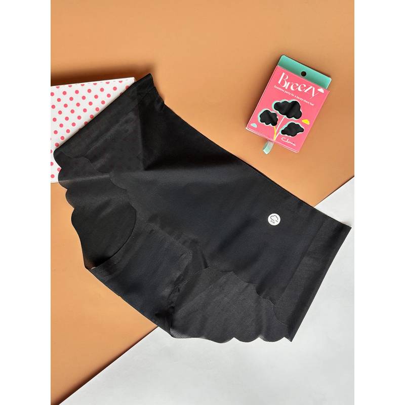 Clovia Black Nylon Medium Waist Outer Elastic Hipster Panty (L)