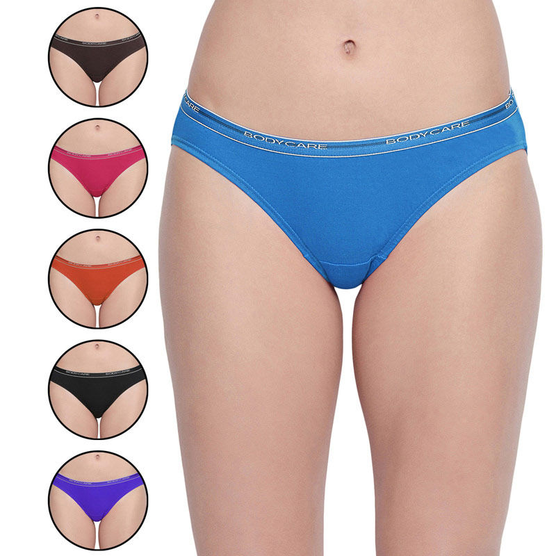 BODYCARE Pack of 6 Solid Bikini Briefs - Multi-Color (S)