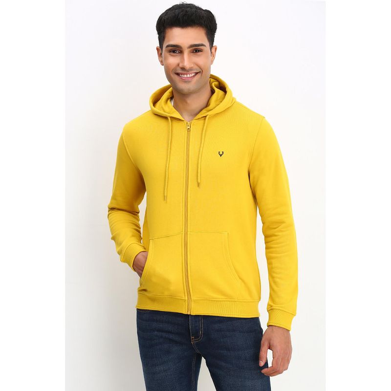 Allen Solly Men Yellow Hooded Neck Full Sleeves Casual Jacket (M)