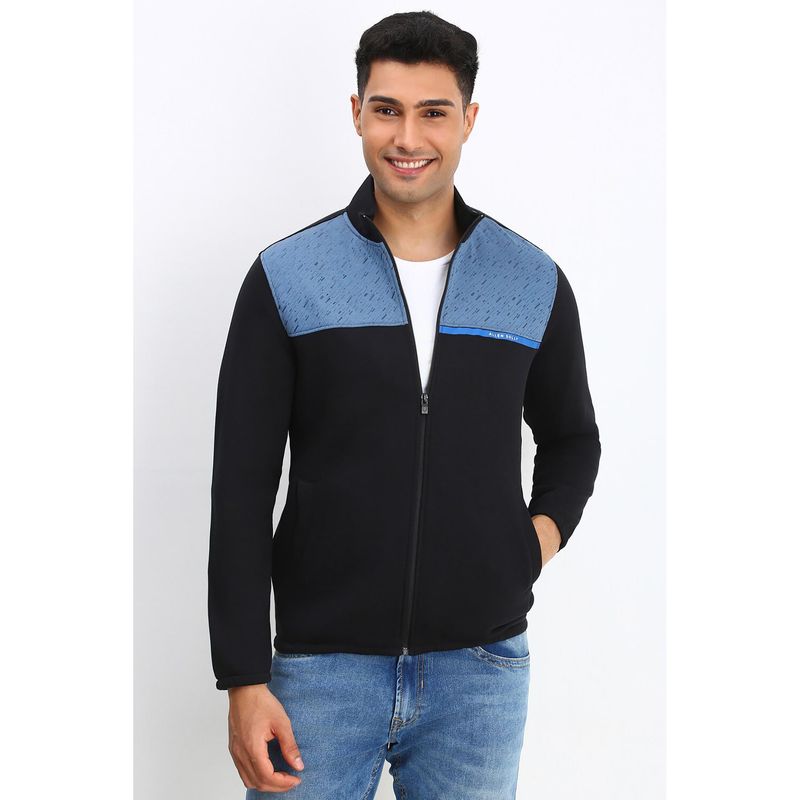 Allen Solly Men Black and Blue High Neck Full Sleeves Casual Jacket (S)