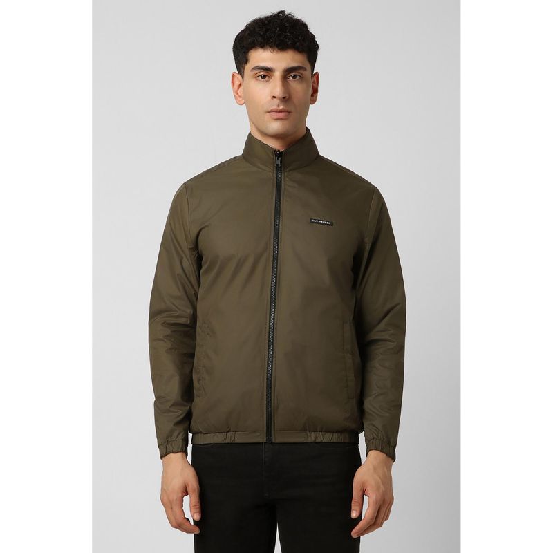 Van Heusen Men Brown Print Reversible Casual Jacket (M)