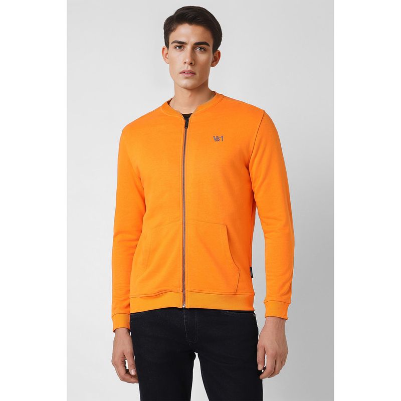 Van Heusen Men Orange Solid High Neck Jacket (M)