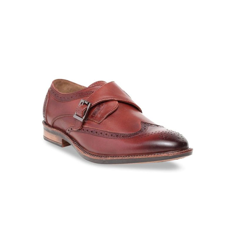 Teakwood Leathers Brown Patterned Monk Straps - Euro 41