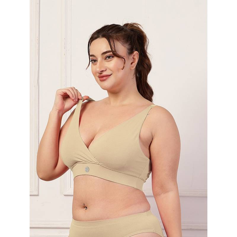 Zelena Cotton Maternity Nursing Bra - Beige (S)
