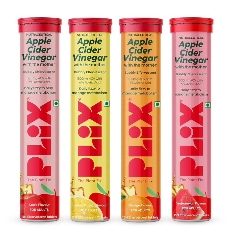 Plix Apple Cider Vinegar Effervescent Tablet, 4 Variety Pack Pack of 4 - Image 2