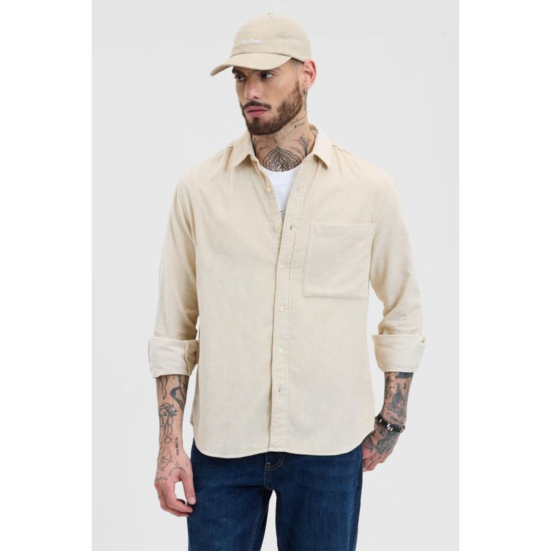 Snitch Cream Relaxed Fit Corduroy Shirt (2XL)