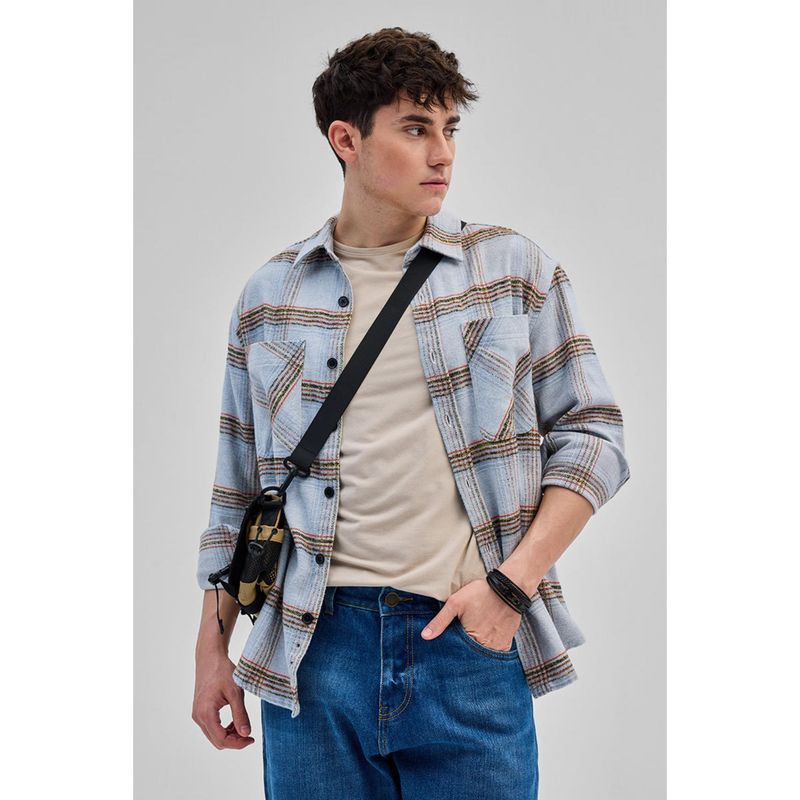 Snitch Light Blue Double Pocket Flannel Shirt (L)