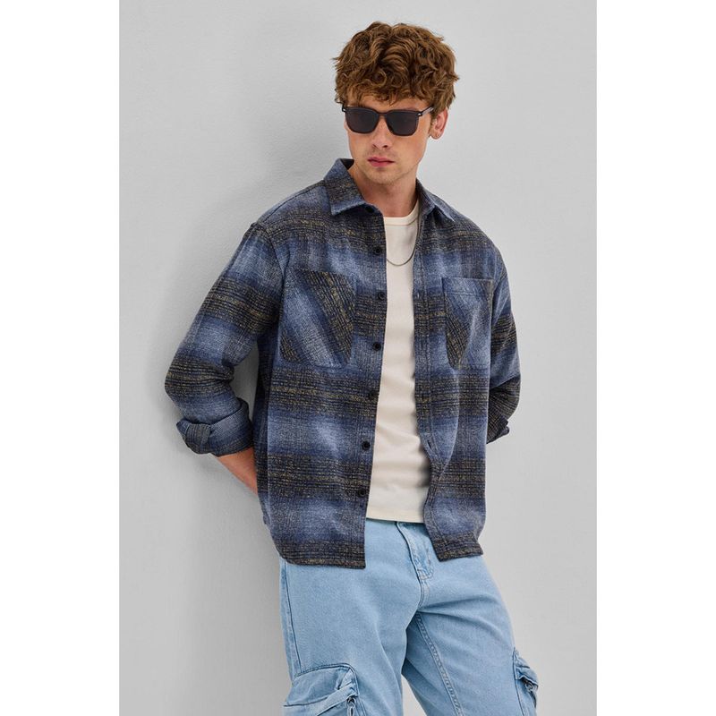 Snitch Blue Stripes Flannel Shirt (L)