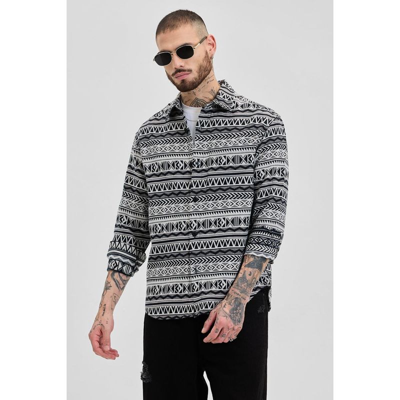 Snitch Black Aztec Relaxed Fit Shirt (M)