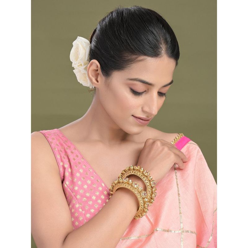 Designbox Ghoongroo Pacelli Kundan Stone Bangles (2.4)