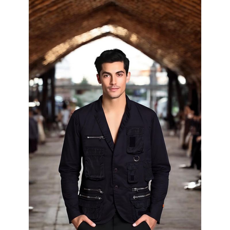 WOODLAND Unisex Black Full Sleeves Jacket (L)