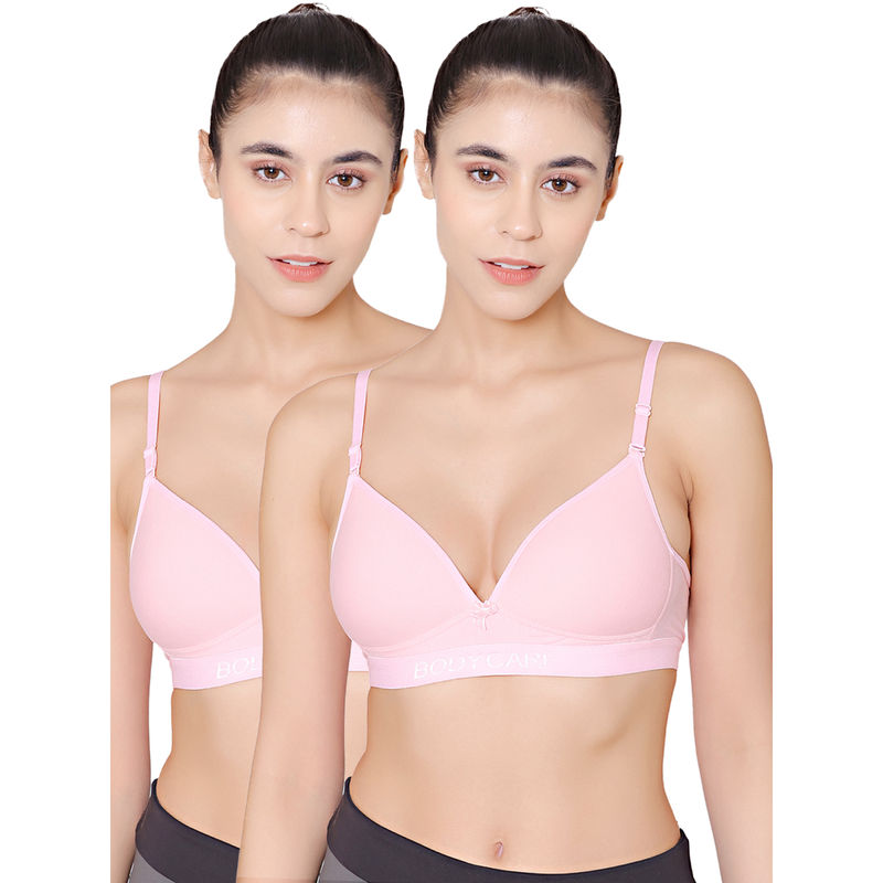 Bodycare Seamless Wire Free Padded Sports Bra-Pack Of 2 - Pink (36B)
