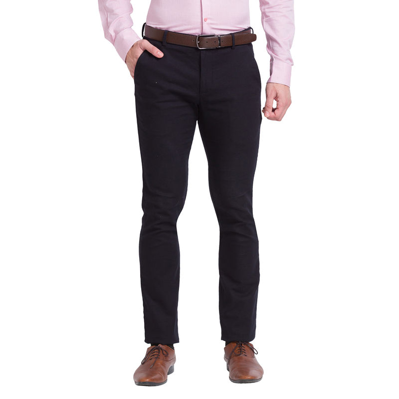 Park Avenue Super Slim Fit Solid Black Formal Trouser (38)