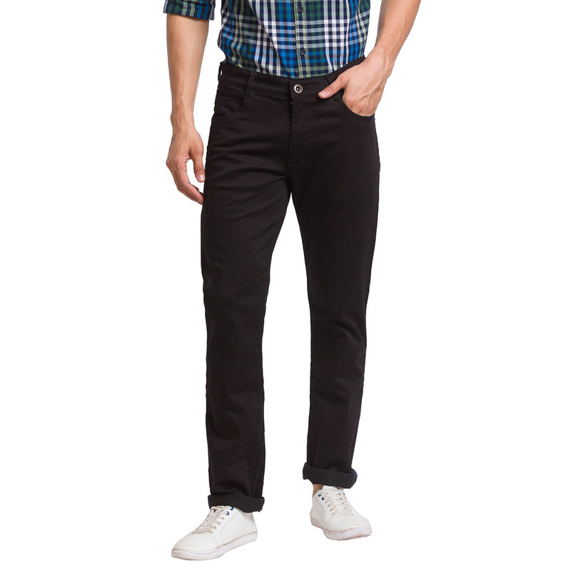 Parx Slim Fit Solid Brown Jeans (32)