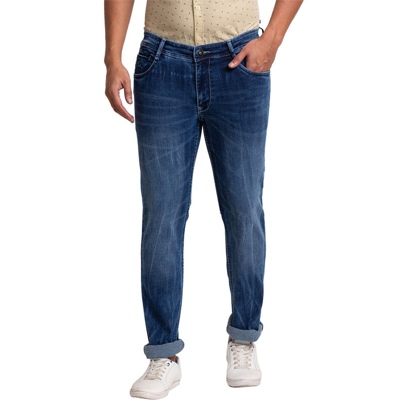 Parx Slim Fit Solid Blue Jeans (38)