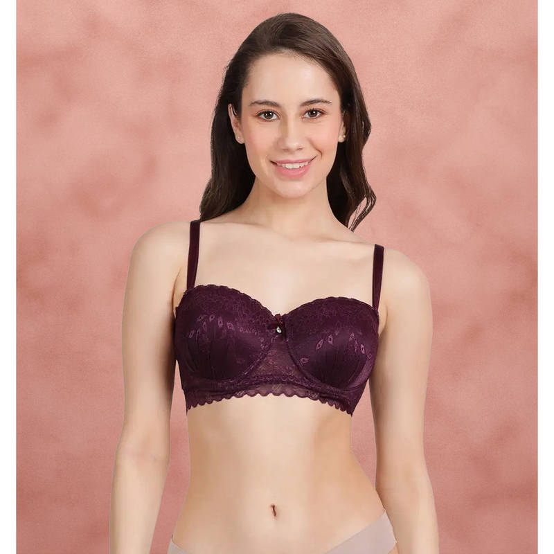 Shyaway Susie By Shyaway Grape Purple Ruched Cup Longline Balconette Bra (38B)