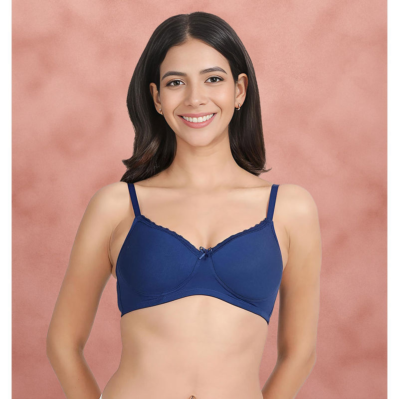 Shyaway Susie By Shyaway Sodalite Blue Lace Neckline Padded Everyday Bra (32C)