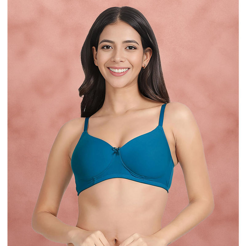 Shyaway Susie By Shyaway Blue Solid Cotton Padded Everyday Bra (38C)