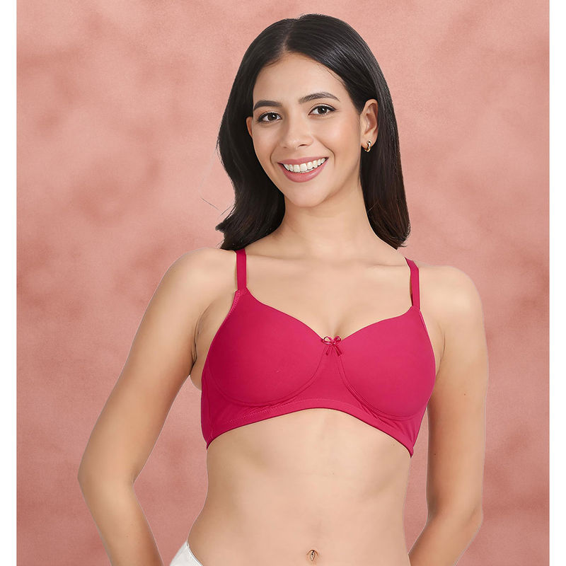 Shyaway Susie By Shyaway Fuchsia Pink Solid Cotton Padded Everyday Bra (32D)