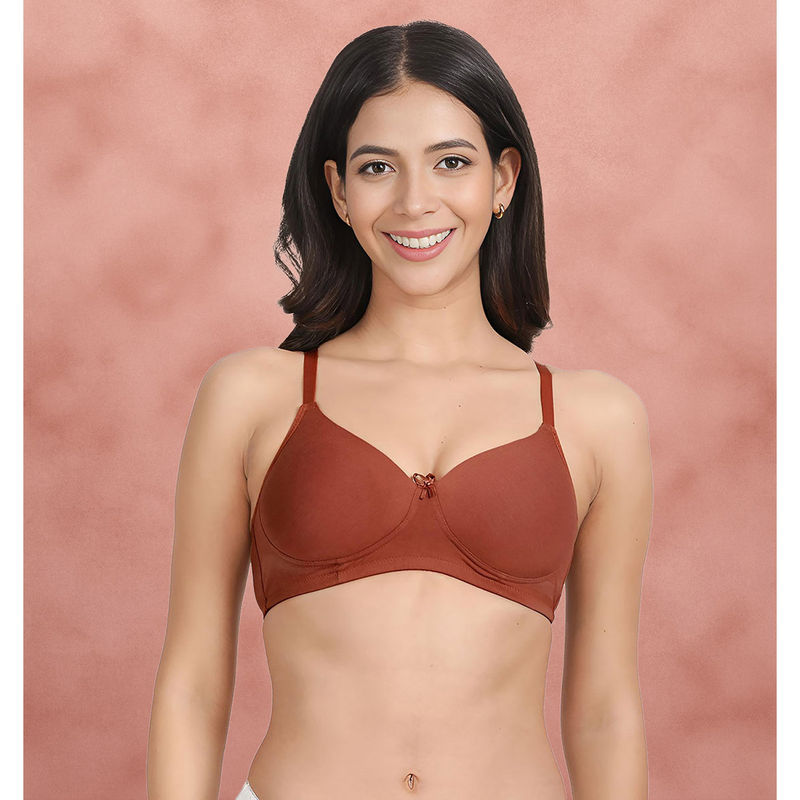Shyaway Susie By Shyaway Rustic Brown Solid Cotton Padded Everyday Bra (34C)