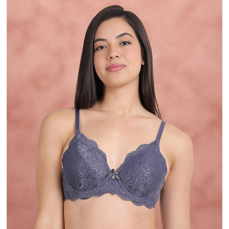 Shyaway Susie By Shyaway Smokey Purple Full Cup Lace Padded Wired Bra (32B)