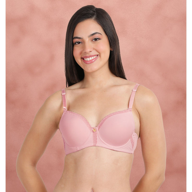 Shyaway Susie By Shyaway Baby Pink Top Lace Wired T-Shirt Bra (32B)