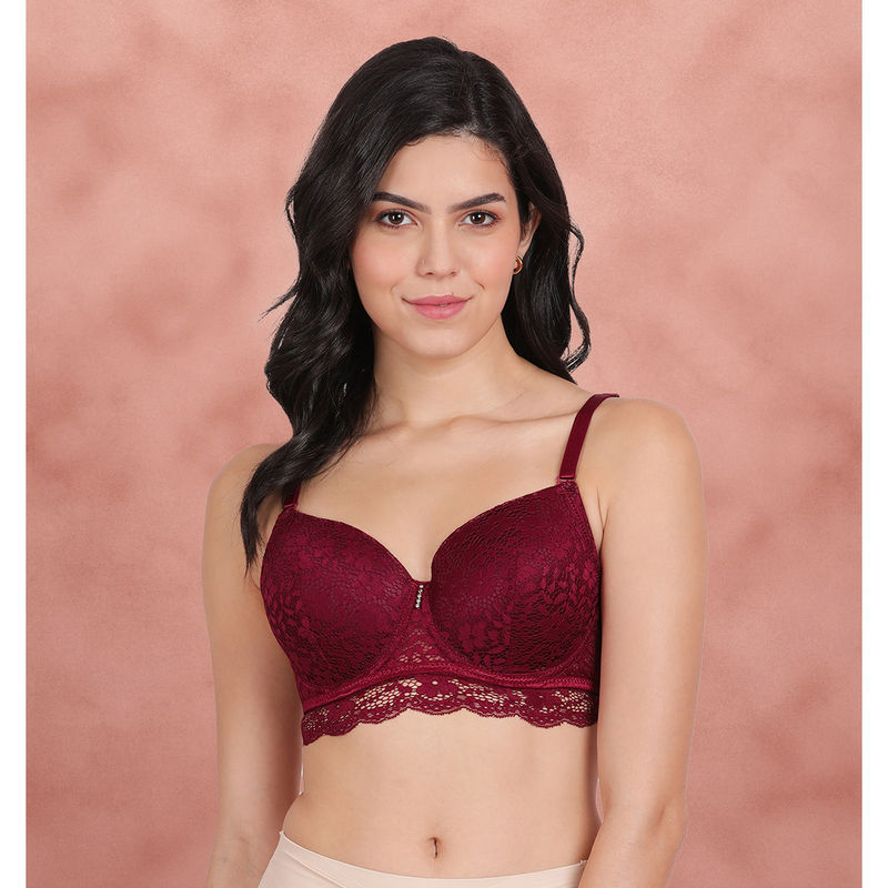 Shyaway Susie By Shyaway Red Potion Lace Bottom Padded Wired Bra (30DD)